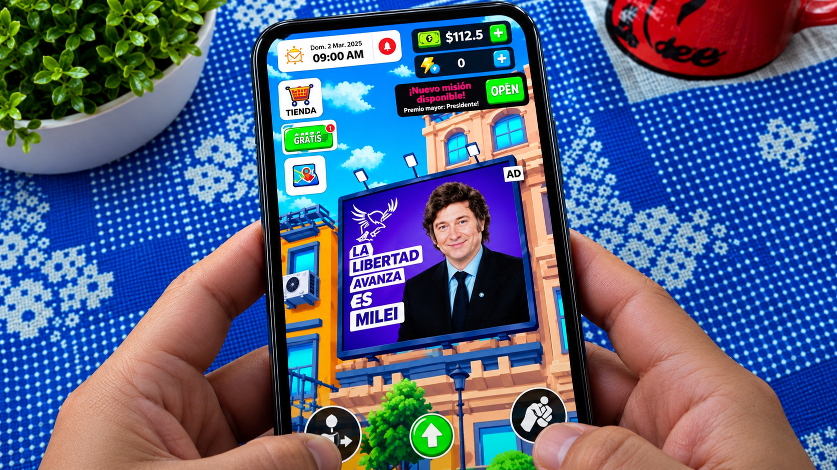 Denuncian la aparición de publicidad política con la imagen de Javier Milei en un videojuego para chicos